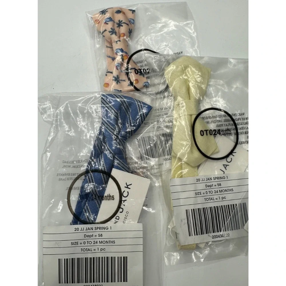 NEW Janie and Jack Lot of 3 bow ties pineapple blue stripe Yellow 0-24 mon A42